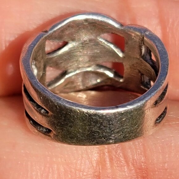 Vintage 925 sterling silver Art Deco style swirl marcasite pinky or midi ring - Picture 13 of 16